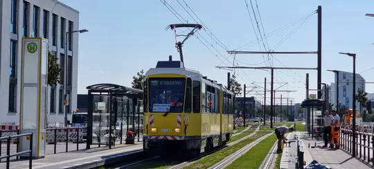 Straßenbahntestbetrieb auf Neubaustrecke Adlershof